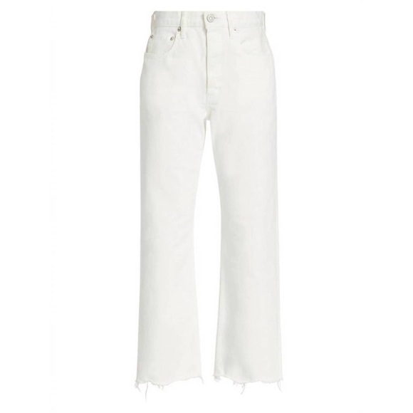 Moussy Vintage Aurora Wide Straight Jean White Raw Hem - Picture 3 of 15
